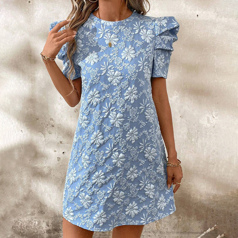 Summer Floral Puff Sleeve Mini Dress | Boho A-Line Summer Dress